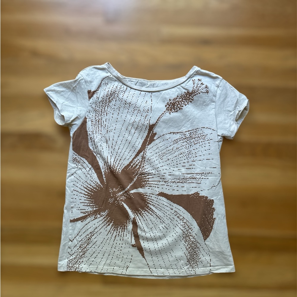 Sisley hibiscus pixelated shirt, size SMALL